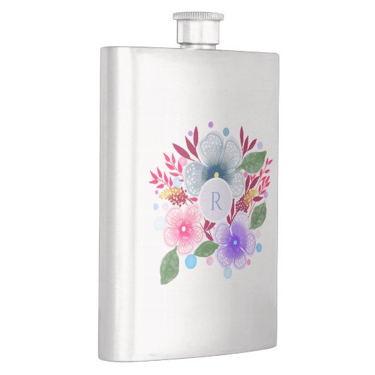 Waterverf Floral Bouquet Monogram Flacon (Rechts)