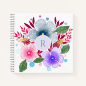 Waterverf Floral Bouquet Monogram Notitieboek (Voorkant)