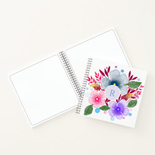  Waterverf Floral Bouquet Monogram Notitieboek