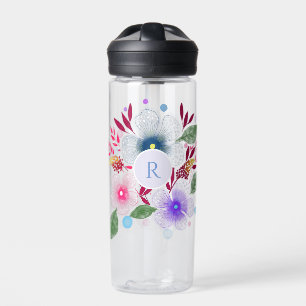 Waterverf Floral Bouquet Monogram Waterfles