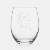 Waterverf Floral Bouquet Monogram Wijnglas Zonder Voet (Achterkant)
