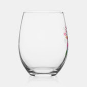 Waterverf Floral Bouquet Monogram Wijnglas Zonder Voet (Rechts)
