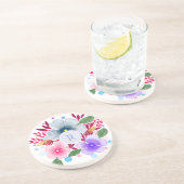  Waterverf Floral Bouquet Monogram Zandsteen Onderzetter (Zijkant)