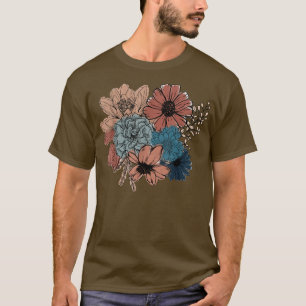 Waterverf Floral Bouquet Retro Mannen T-shirt