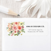 Waterverf Floral Bouquet Return-adres Etiket (Insitu)