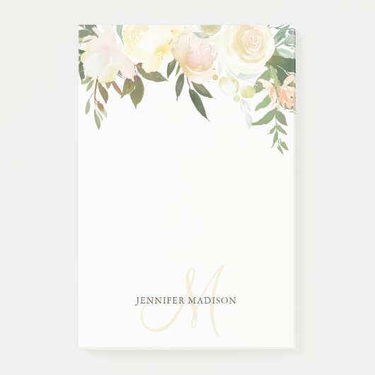 Waterverf Floral Bouquet roze beige Roos Note (Voorkant)