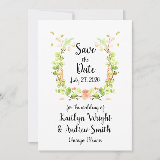 Waterverf Floral Bouquet Save the Date (Voorkant)