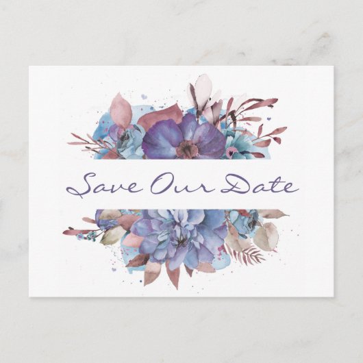 Waterverf Floral Bouquet Save the Date Aankondigingskaart (Voorkant)
