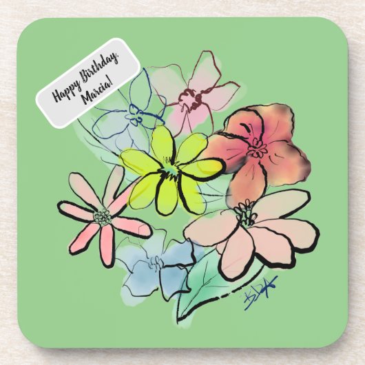  Waterverf Floral Bouquet, vers Bier Onderzetter (Voorkant)