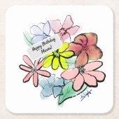 Waterverf Floral Bouquet, vers Kartonnen Onderzetters (Voorkant)