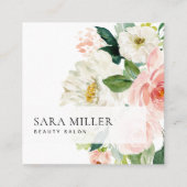 Waterverf Floral Bouquet Vierkante Visitekaartje (Voorkant)