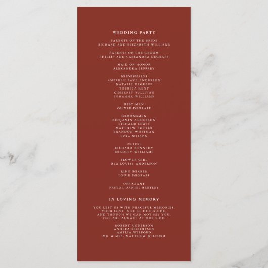 Waterverf Floral Bouquet Winter Wedding Ceremony Programmakaart (Achterkant)