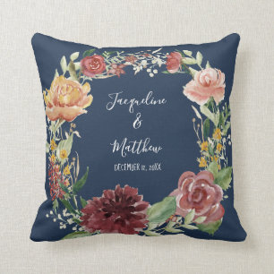 Waterverf Floral Bourgogne Rozen Ring Bearer Kussen