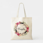 Waterverf Floral Bourgondië Bruidsmeisje Tote Bag (Achterkant)