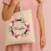 Waterverf Floral Bourgondië Bruidsmeisje Tote Bag