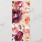 Waterverf Floral Bourgondië Details Menu Huwelijk (Achterkant)