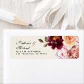 Waterverf Floral Bourgondië Trouwadres Etiket (Insitu)