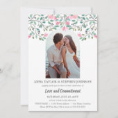 Waterverf Floral Branch Fotocommitment Ceremonie Kaart (Voorkant)