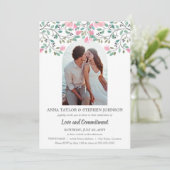 Waterverf Floral Branch Fotocommitment Ceremonie Kaart (Staand voorkant)