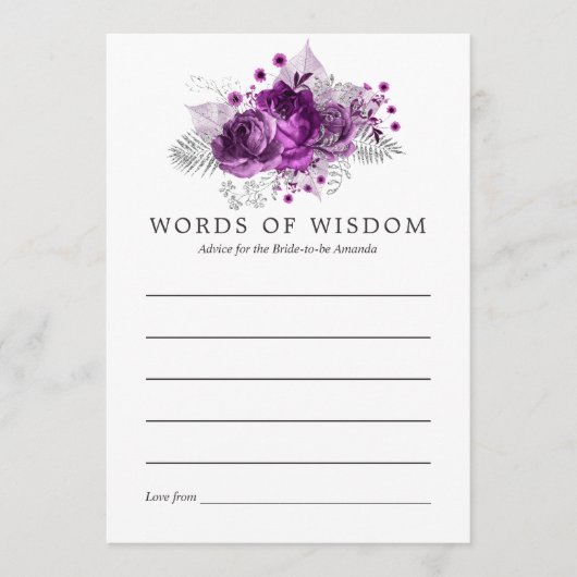 Waterverf Floral Bridal Advice plum and Navy Advieskaart (Voorkant)