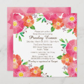 Waterverf Floral Bridal of Baby shower Kaart (Voorkant / Achterkant)