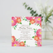 Waterverf Floral Bridal of Baby shower Kaart (Staand voorkant)