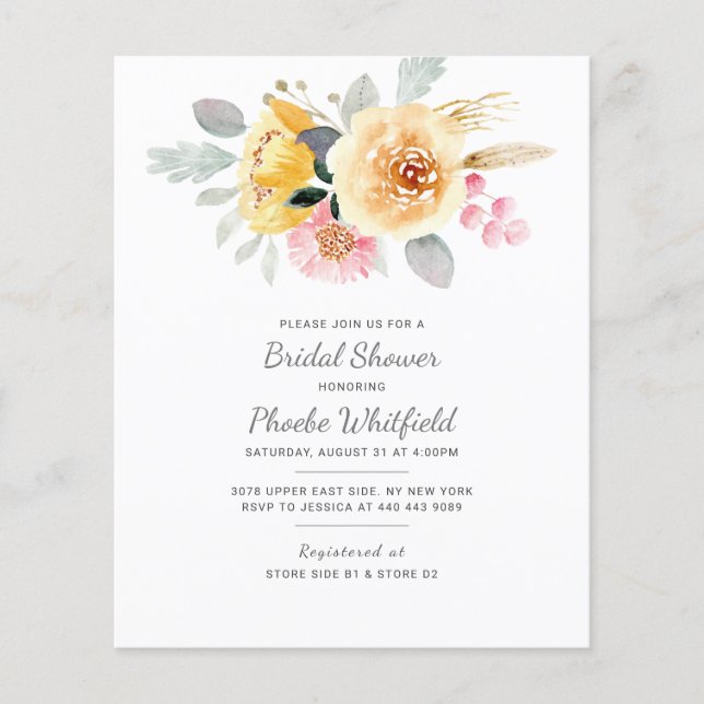 Waterverf Floral Bridal Shower (Voorkant)