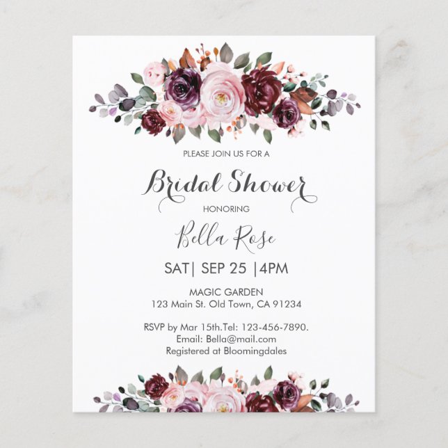 Waterverf Floral Bridal Shower (Voorkant)