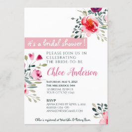 Waterverf Floral Bridal Shower Kaart