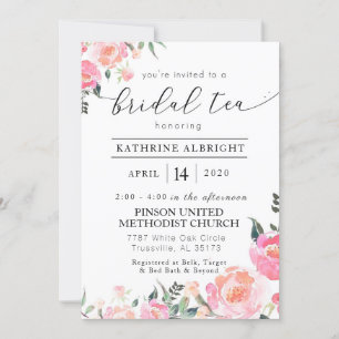 Waterverf Floral Bridal Tea Kaart