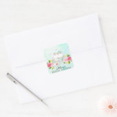 Waterverf Floral Bridal Tea Party Envelope Seal Vierkante Sticker (Envelop)