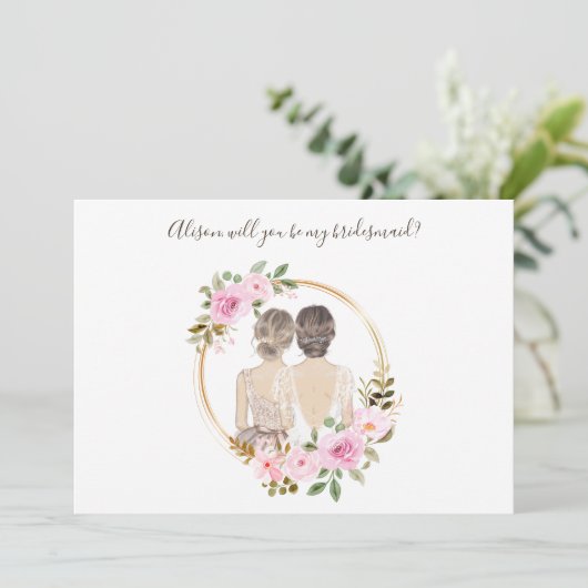 Waterverf Floral Bridesmaid-conceptkaart (Staand voorkant)