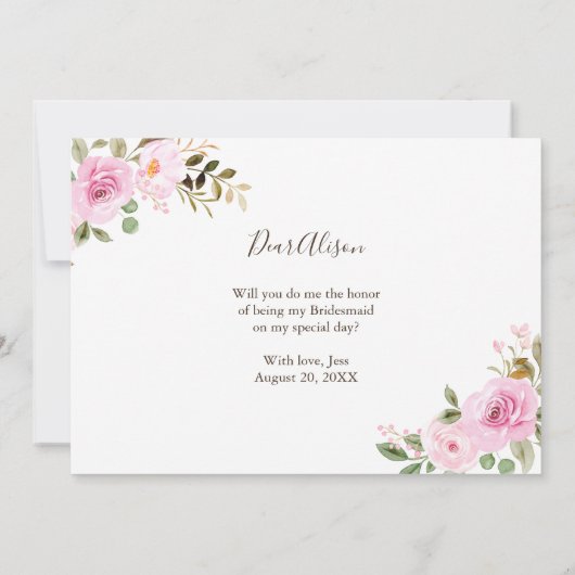 Waterverf Floral Bridesmaid-conceptkaart (Achterkant)