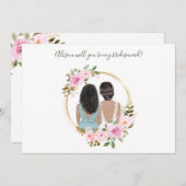 Waterverf Floral Bridesmaid-conceptkaart (Voorkant / Achterkant)