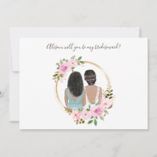 Waterverf Floral Bridesmaid-conceptkaart