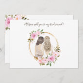 Waterverf Floral Bridesmaid-conceptkaart (Voorkant / Achterkant)