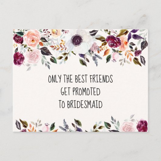  Waterverf Floral Bridesmaid Voorstel Kaart (Voorkant)