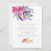 Waterverf Floral Bridesmaids Luncheon Kaart (Voorkant)