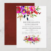 Waterverf Floral Bridesmaids Luncheon Uitnodiging (Voorkant / Achterkant)