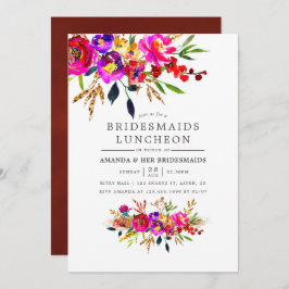 Waterverf Floral Bridesmaids Luncheon Uitnodiging