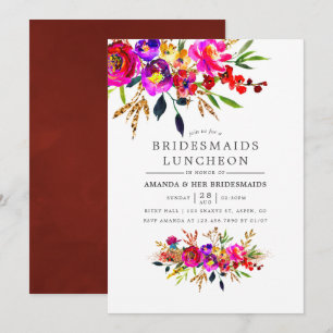 Waterverf Floral Bridesmaids Luncheon Uitnodiging