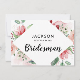 Waterverf Floral Bridesman Voorstel Kaart
