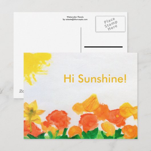 Waterverf Floral Briefkaart (Voorkant / Achterkant)