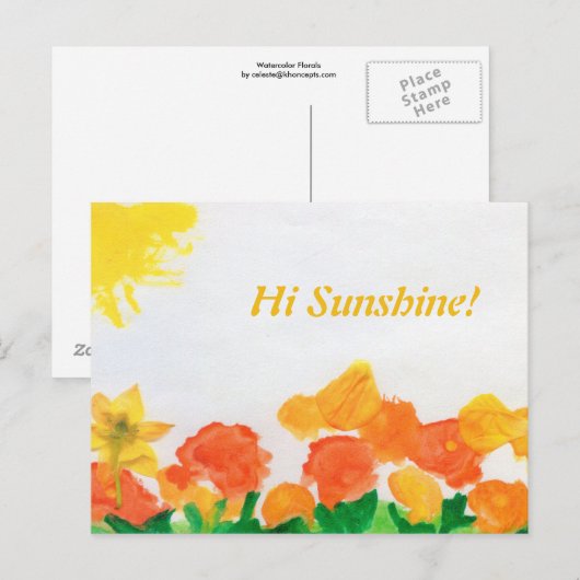 Waterverf Floral Briefkaart (Voorkant / Achterkant)