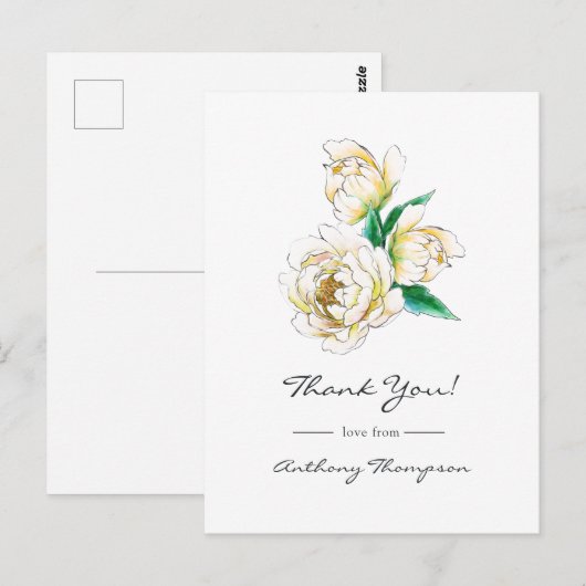 Waterverf Floral Briefkaart (Voorkant / Achterkant)