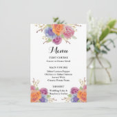 Waterverf Floral Bright Menu Kaart (Staand voorkant)