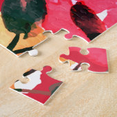 Waterverf Floral Bright Pink Summer Blooms Legpuzzel (Zijkant)