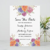 Waterverf Floral Bright Save the Date Kaart (Staand voorkant)