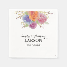Waterverf Floral Bright Wedding Napkin