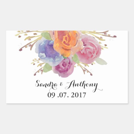 Waterverf Floral Bright Wedding Stickers (Voorkant)